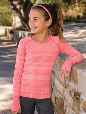 ivivva by lululemon Swiftly Fly Tech Long Sleeve Top Coral Orange Girls Size 8